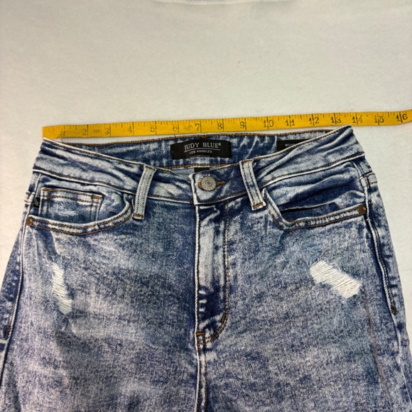 Judy Blue Acid Wash Distressed Boyfriend Jeans JB88281 Blue Womens 3/26 - Picture 6 of 8